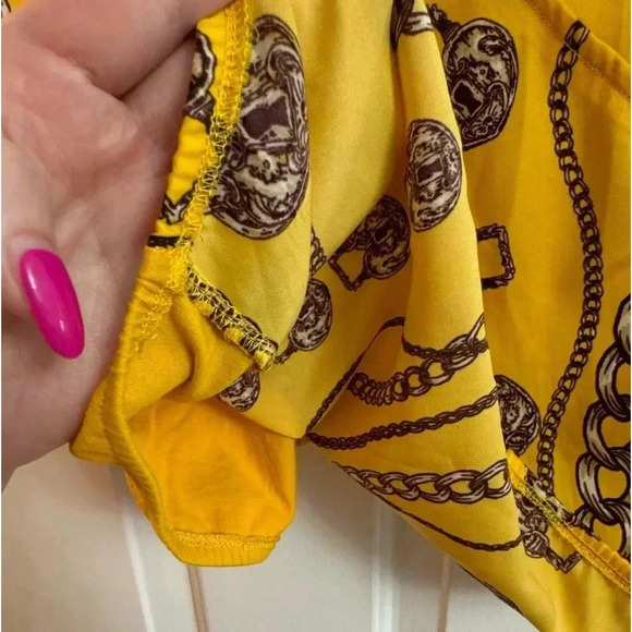 Vneck Chain Lock & Key Heart Print Sonoma Blouse Medium Top Ruched Romantic - Picture 10 of 10